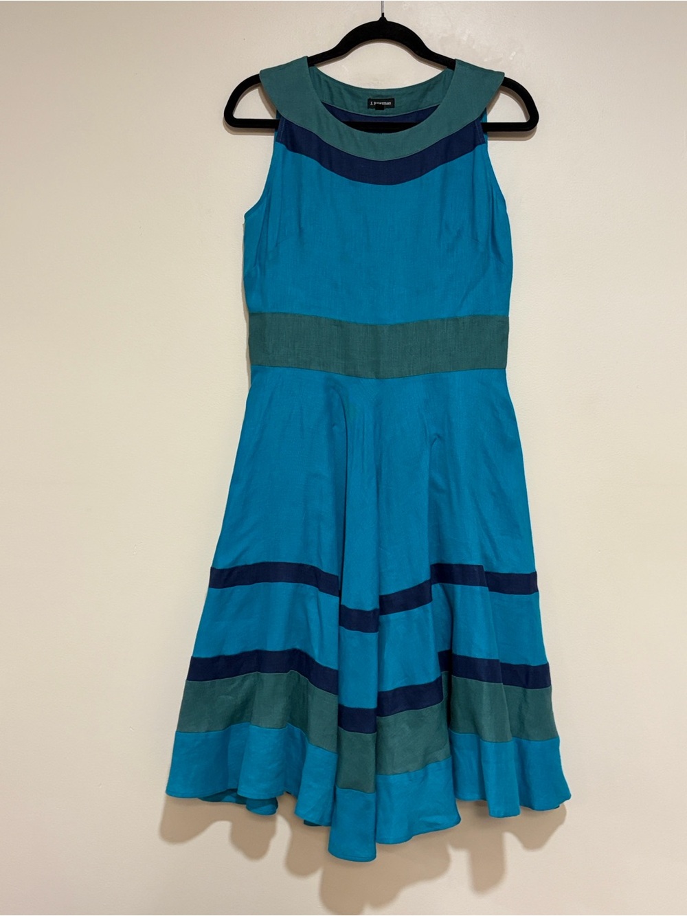 J Petermen | Linen Fit & Flare midi dress Women’s size 6 stripe color block EUC - Picture 7 of 7